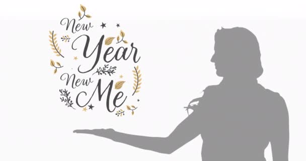 Animation New Year New Text Woman Silhouette White Background New — Stock Video