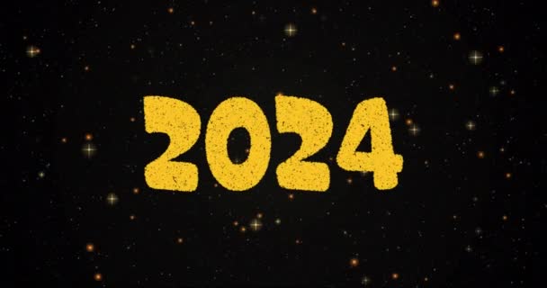 Animacja Tekstu 2024 Roku Nad Fajerwerkami Eksplodującymi Czarnym Tle Sylwester — Wideo stockowe