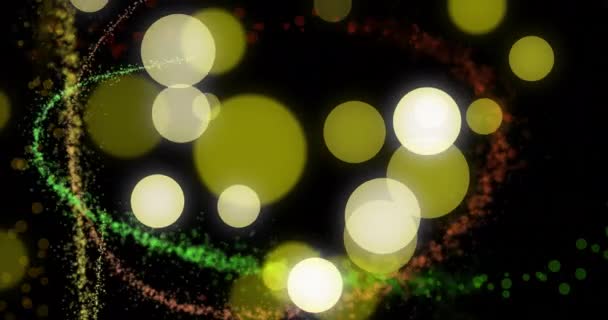 Siyah Arka Planda Işık Lekeleri Olan Parlak Noel Işıklarının Animasyonu — Stok video