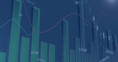 İstatistik ve finansal veri işleme resimleri. Küresel iş, bağlantılar, hesaplama ve veri işleme kavramı dijital olarak oluşturulmuş resim.