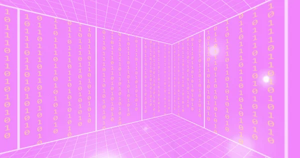 Image of rotating 3d model of room on pink background. Digitally generated, hologram, illustration, images, three dimensional and architecture concept.