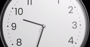 Beyaz saatin animasyonu gece yarısı sona eriyor. Yeni yıl, yeni yıl arifesi, geri sayım, zaman, zaman geçirme konsepti dijital olarak oluşturulmuş video.