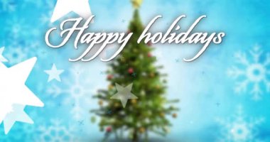 Noel 'de, kış manzarası ve süslemelerle ilgili mutlu bayramlar mesajı. Noel, şenlik, kutlama ve gelenek konsepti dijital olarak oluşturuldu.