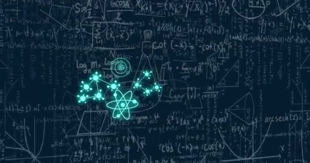 Animazione Formula Chimica Equazioni Matematiche Sfondo Nero Concetto Globale Scienza — Video Stock
