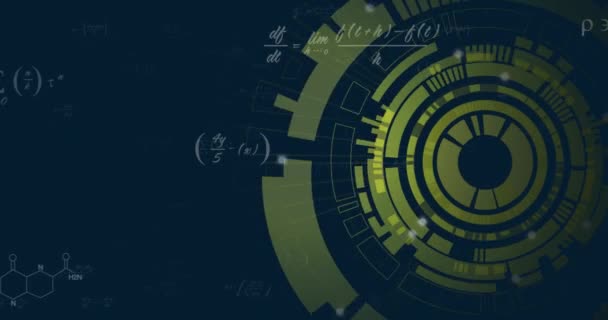 Animação Varredura Escopo Sobre Equações Matemáticas Fundo Preto Conceito Global — Vídeo de Stock