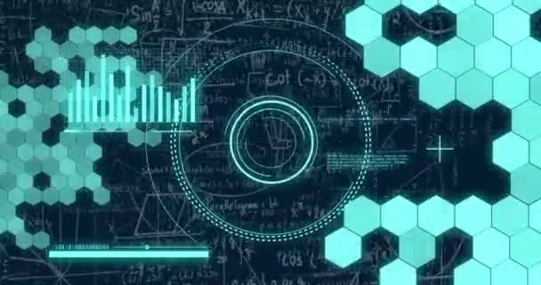 Animering Databehandling Över Matematiska Ekvationer Svart Bakgrund Globalt Koncept För — Stockvideo