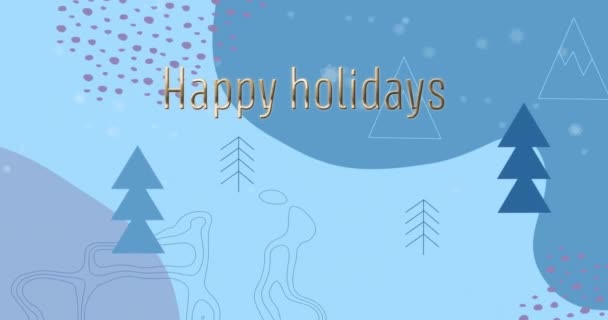 Animace Šťastné Dovolené Text Přes Vánoční Stromky Zimní Scenérii Vánoce — Stock video