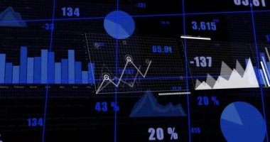 Şebeke üzerinde finansal veri işleme animasyonu. Küresel finans, iş, bağlantılar, hesaplama ve veri işleme kavramı dijital olarak oluşturulmuş video.