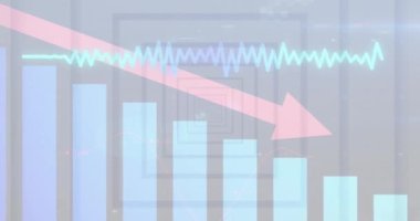 Neumorfik beyaz arkaplan ile kare kalıplı istatistiksel veri işleme animasyonu. Bilgisayar arayüzü ve iş veri teknolojisi kavramı