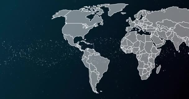 世界地図上のDnaストランドのアニメーション グローバルサイエンス リサーチ コネクション コンピューティング データ処理のコンセプトをデジタル生成したビデオ — ストック動画