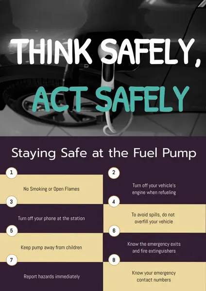 Thani Safely Act Safely Staying Safe Fuel Pump Text Hybrid — Stock Photo, Image