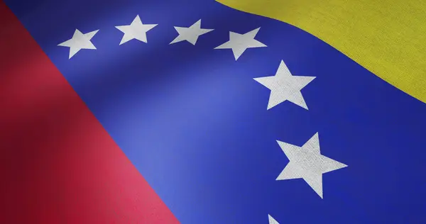 Image of close up of waving flag of venezuela. venezuela, national flag and patriotism concept digitally generated image.