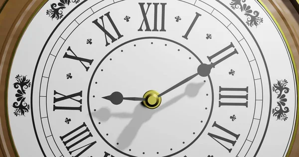 Белые Ретро Часы Показывающие Десять Минут Десятого Белом Фоне Концепция — стоковое фото