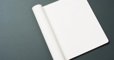 Beyaz boş sayfalı kitap videosu ve siyah arkaplan üzerine kopyalama alanı. Kitap, edebiyat, kağıt, yazı, doku ve materyal kavramı.