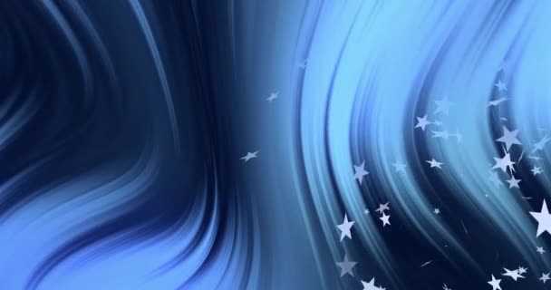 Анимация Белых Звёзд Падающих Голубом Фоне Ночь Энергия Коммуникация Фоновая — стоковое видео