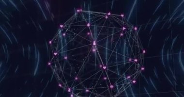 Karanlık arka planda dünya ile bağlantı ağının animasyonu. Küresel iş, bağlantılar, hesaplama ve veri işleme kavramı dijital olarak oluşturulmuş video.