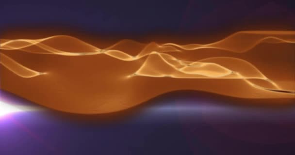 紫と白の光の上を上下に移動するオレンジ色の光波のアニメーション デジタルで生成されたビデオの形状 ライトコンセプト — ストック動画