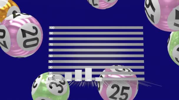 Анімація Стрілки Графіку Числа Ячі Синьому Фоні Цифрове Створення Голограма — стокове відео