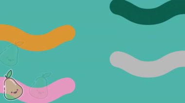 Armut animasyonu ve yeşil arka planda renkli şekiller. Soyut arkaplan ve şablon kavramı, dijital olarak oluşturulmuş video.