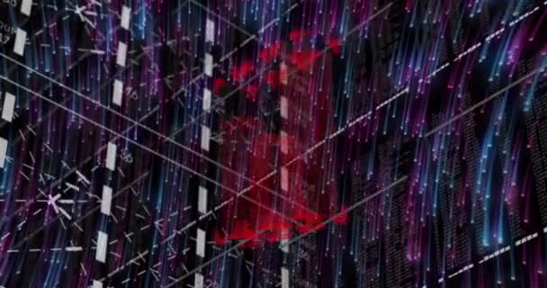 Animation Motif Abstrait Rouge Sur Des Lignes Des Lignes Éclairées — Video