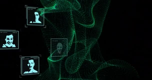 Dijital Biyometrik Fotoğraflarla Bağlantılı Ağların Animasyonu Küresel Bağlantılar Hesaplama Veri — Stok video