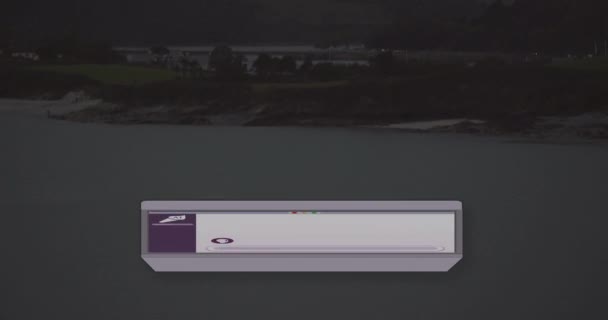 Animatie Van Output Resultaten Gebruiker Input Laptop Silhouet Zee Tegen — Stockvideo