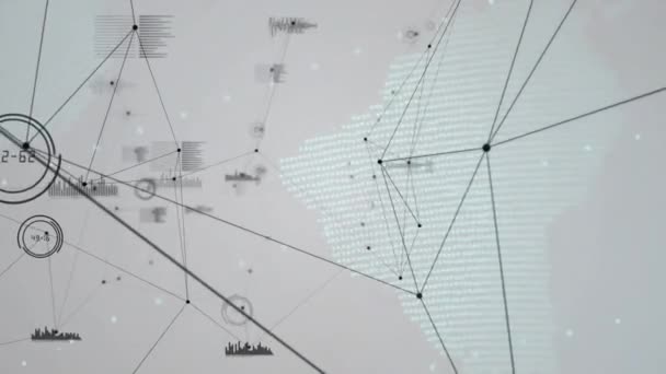 텍스트와 세계를 아이콘과 네트워크의 애니메이션 글로벌 클라우드 컴퓨팅 네트워크 데이터 — 비디오