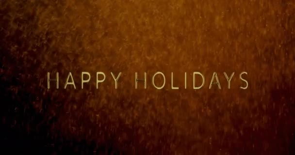 ブラックバックに雪を吹き飛ばすハッピーな休日のテキストのアニメーション デジタル生成 クリスマスのお祭り 冬の休日 お祝い — ストック動画