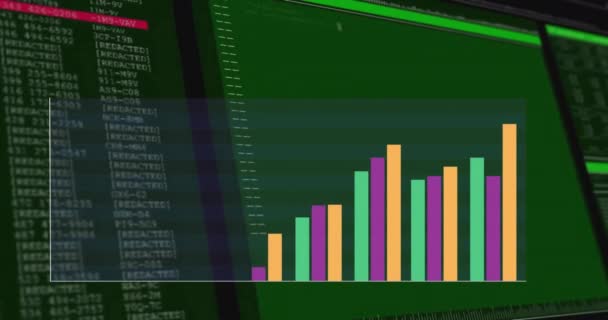 Animation Des Graphen Über Die Datenverarbeitung Auf Schwarzem Hintergrund Business — Stockvideo