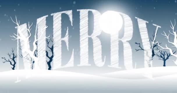Анимация Веселых Текстов Зимнем Фоне Рождество Праздник Праздник Традиция — стоковое видео