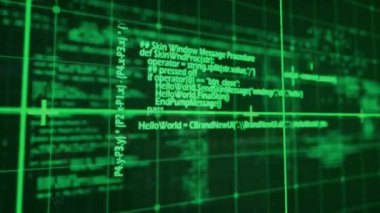 Şebeke üzerinde veri işleme animasyonu. Dijital arayüz, bağlantılar ve dijital olarak oluşturulan veri işleme konsepti.