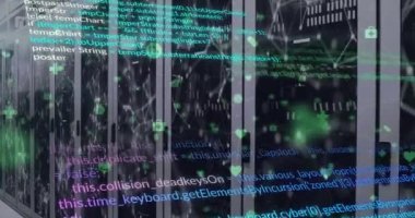 Sunucu odasındaki veri sunucu sistemlerindeki bağlantı noktaları üzerinden bilgisayar dilinin canlandırması.