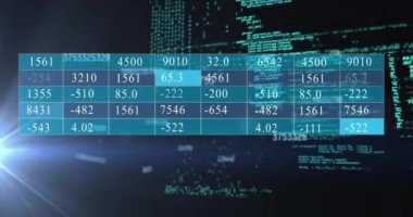 Karanlık arka planda finansal veri işleme animasyonu. Küresel finans, iş ve veri işleme kavramı dijital olarak oluşturulmuş video.