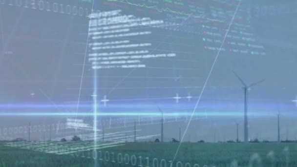 그래프 바이너리 풍차에 컴퓨터 언어의 애니메이션 디지털 보고서 비즈니스 가능한 — 비디오