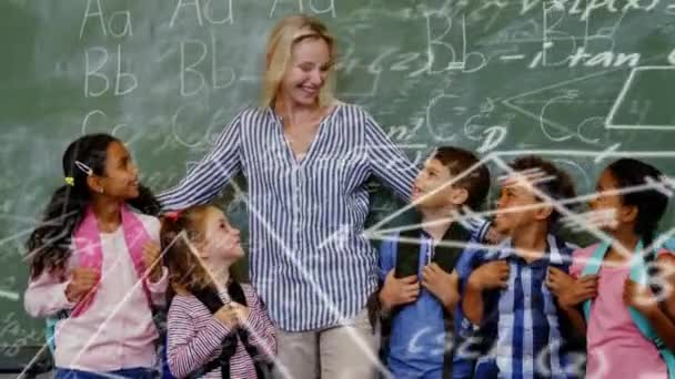 Animation Mathematical Equations Diverse Schoolchildren Talking Teacher Global Education Digital Royalty Free Stock Footage