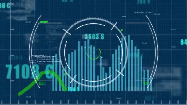 Animación Del Procesamiento Datos Financieros Alcance Sobre Fondo Oscuro Finanzas — Vídeo de stock