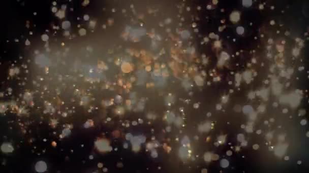 Animación Círculos Partículas Movimiento Sobre Fondo Negro Generado Digitalmente Holograma — Vídeo de stock