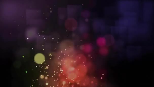 Анимация Огня Кругов Нескольких Квадратных Черном Фоне Цифровая Генерация Голограмма — стоковое видео