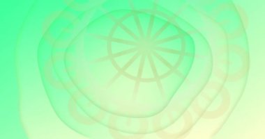 Yeşil arka planda dönen altın desenli animasyon. Şekil, renk ve hareket kavramı dijital olarak oluşturulmuş video.