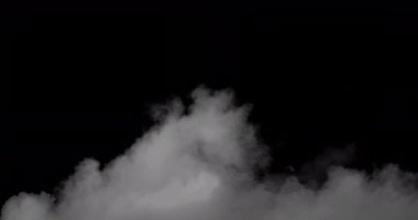 Siyah arka planda renkli duman animasyonu. Şekil, renk ve duman konsepti dijital olarak oluşturulmuş video.