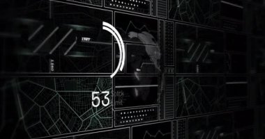 Dünya çapında finansal veri işleme animasyonu. Küresel finans, iş, bağlantılar, hesaplama ve veri işleme kavramı dijital olarak oluşturulmuş video.