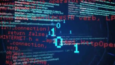 Siyah arkaplanda veri işleme animasyonu. Veri işleme, hesaplama ve teknoloji konsepti dijital olarak oluşturulmuş video.