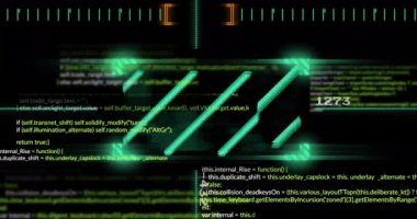 Ekranda finansal veri işleme animasyonu. Küresel finans, iş, bağlantılar, hesaplama ve veri işleme kavramı dijital olarak oluşturulmuş video.