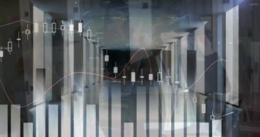 Ofiste veri işleme animasyonu. Küresel iş, iş, ofis ve veri işleme kavramı dijital olarak oluşturulmuş video.