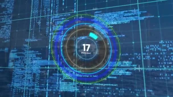 Анімація Сканування Обсягу Даних Синьому Фоні Глобальний Бізнес Технології Концепція — стокове відео