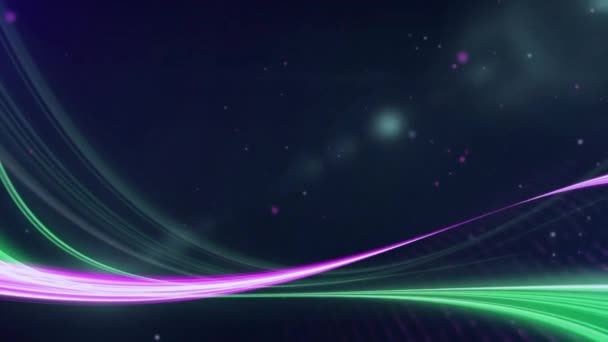 Animação Trilhas Luz Rosa Verde Sobre Rede Rosa Neve Luzes — Vídeo de Stock