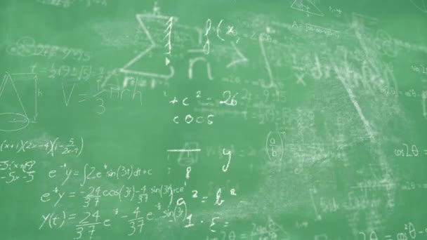 Animação Equação Matemática Diagramas Sobre Fundo Verde Gerado Digitalmente Holograma — Vídeo de Stock