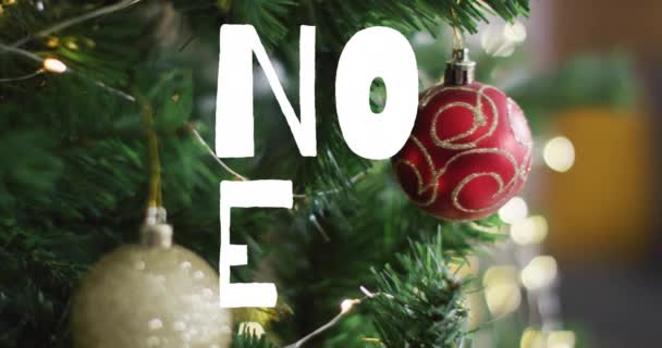 Animatie Van Noel Tekst Bloemen Kerstboom Kerst Feestconcept Digitaal Gegenereerde — Stockvideo