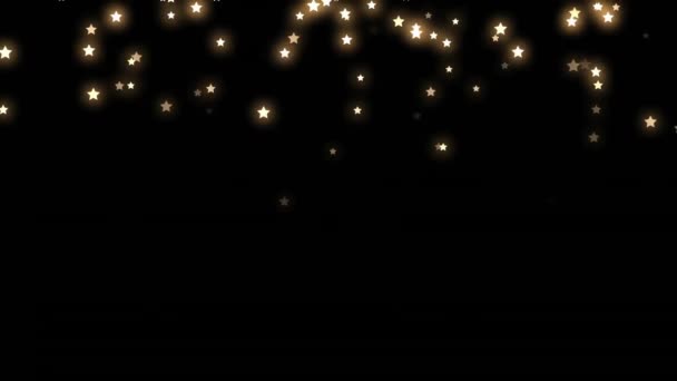 Animación Estrellas Doradas Sobre Fondo Negro Con Espacio Copia Navidad — Vídeo de stock