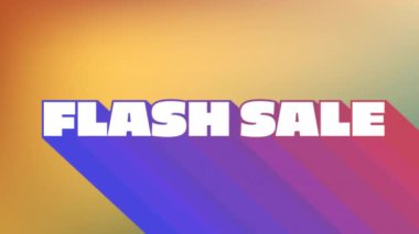 Renkli arkaplanda flash satış metninin animasyonu. Sosyal medya, iletişim ve renk konsepti dijital olarak oluşturulmuş video.